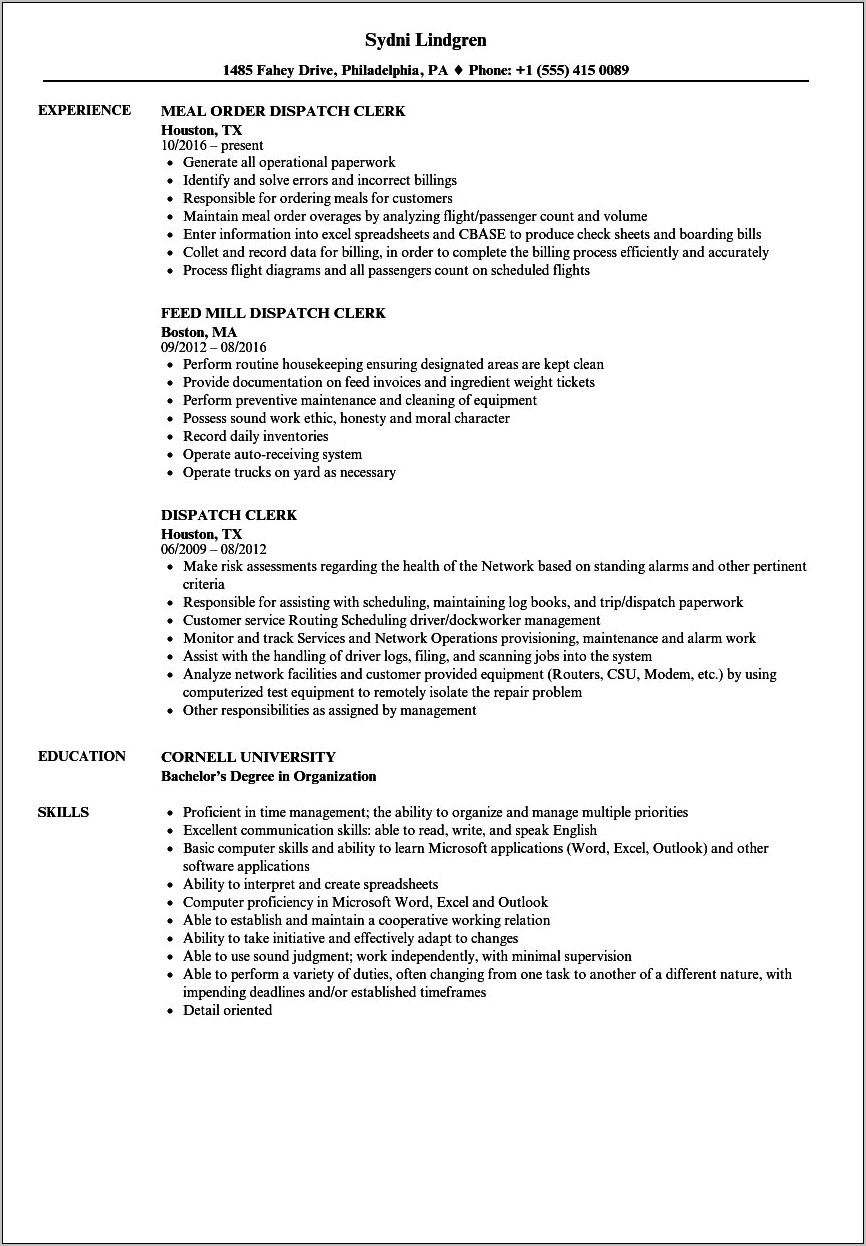 Shipping Associate Job Description For Resume