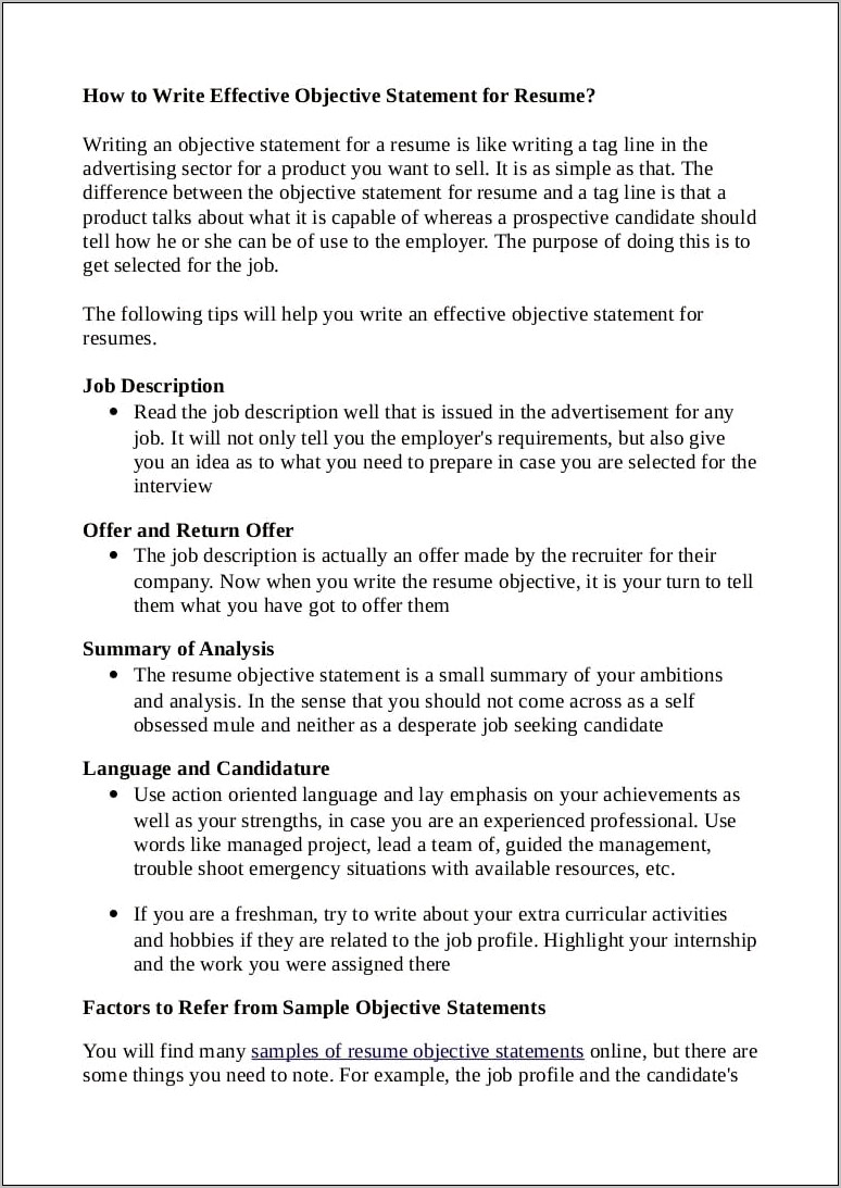 Should A Resume Have An Objective Statement
