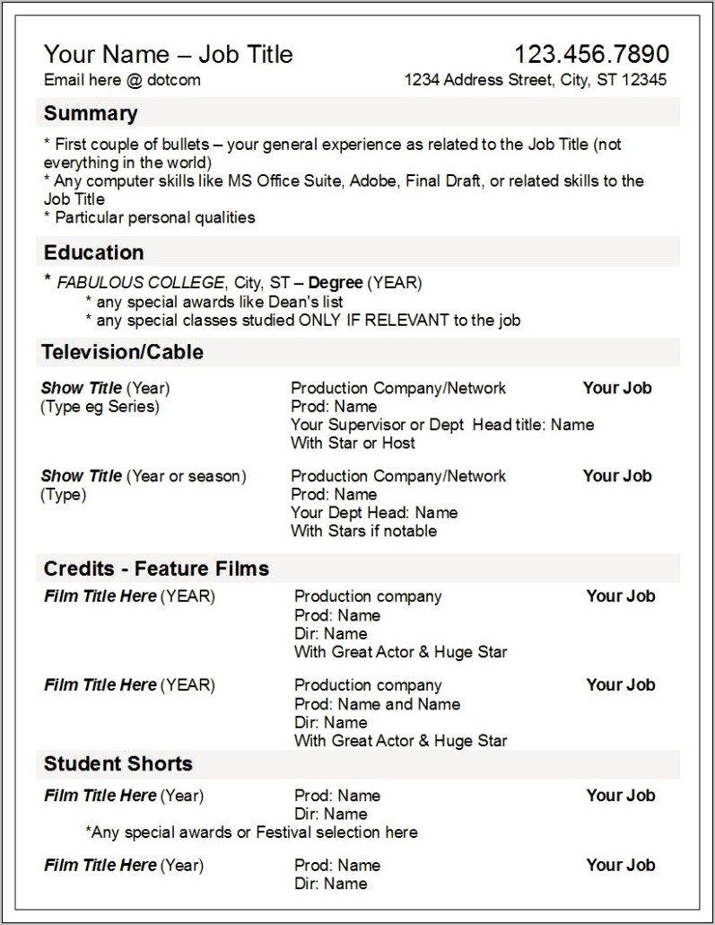 Should I Include Film Work On My Resume