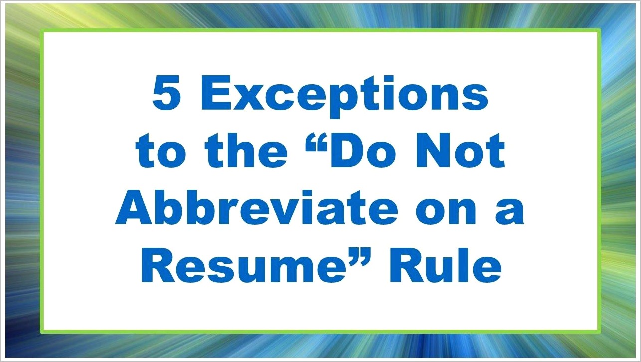 Should You Abbreviate Job Titles Resume