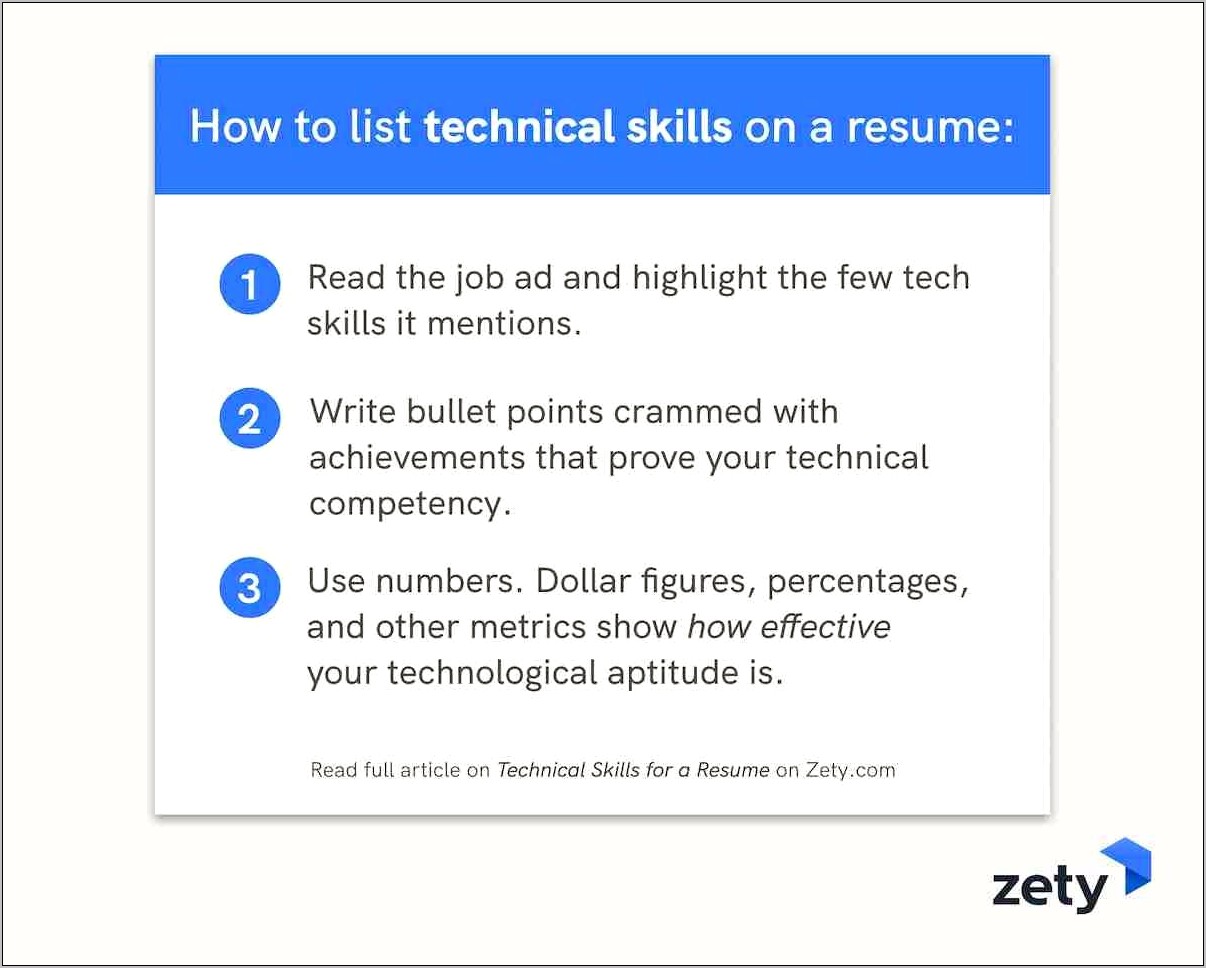 Show List Of Technical Skills On Resume
