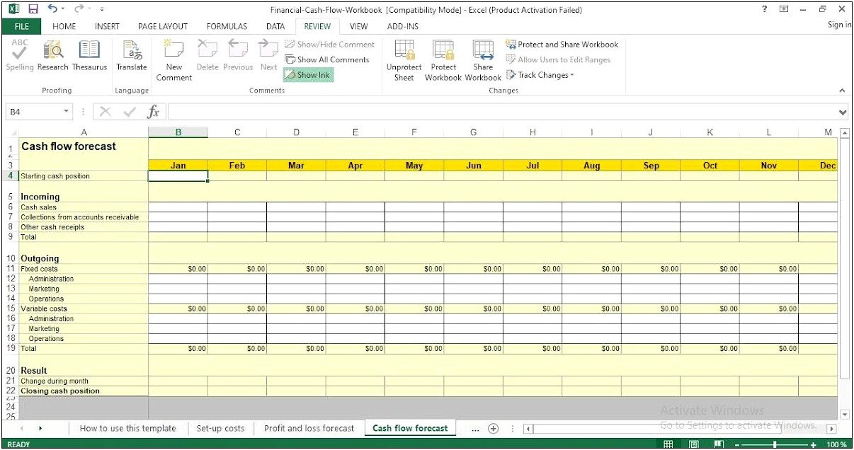 Simple Cash Flow Template Excel Free
