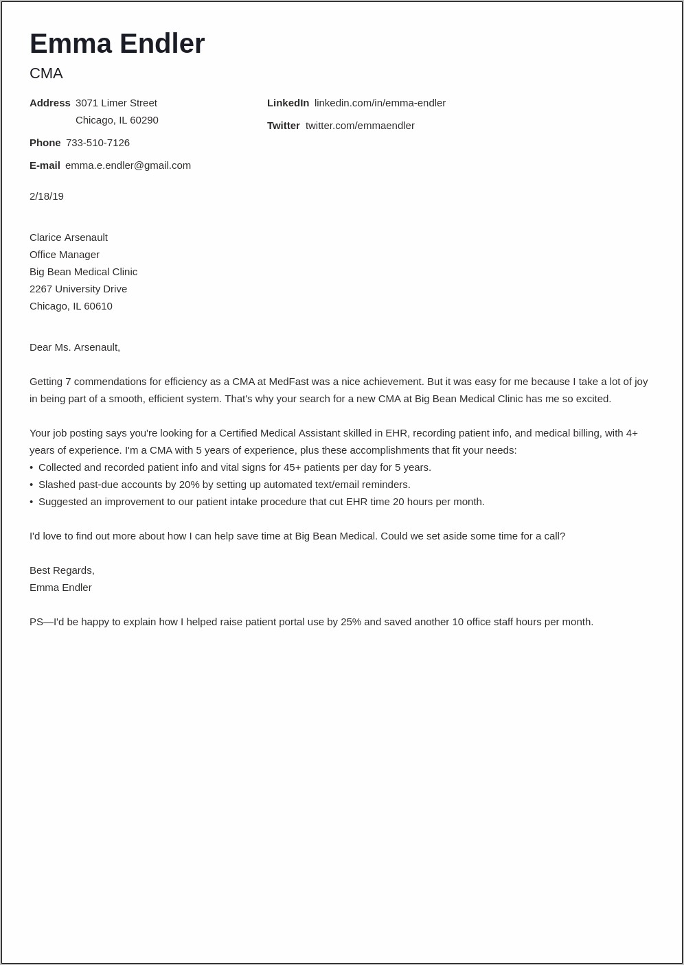 Simple Email Cover Letter For Resume