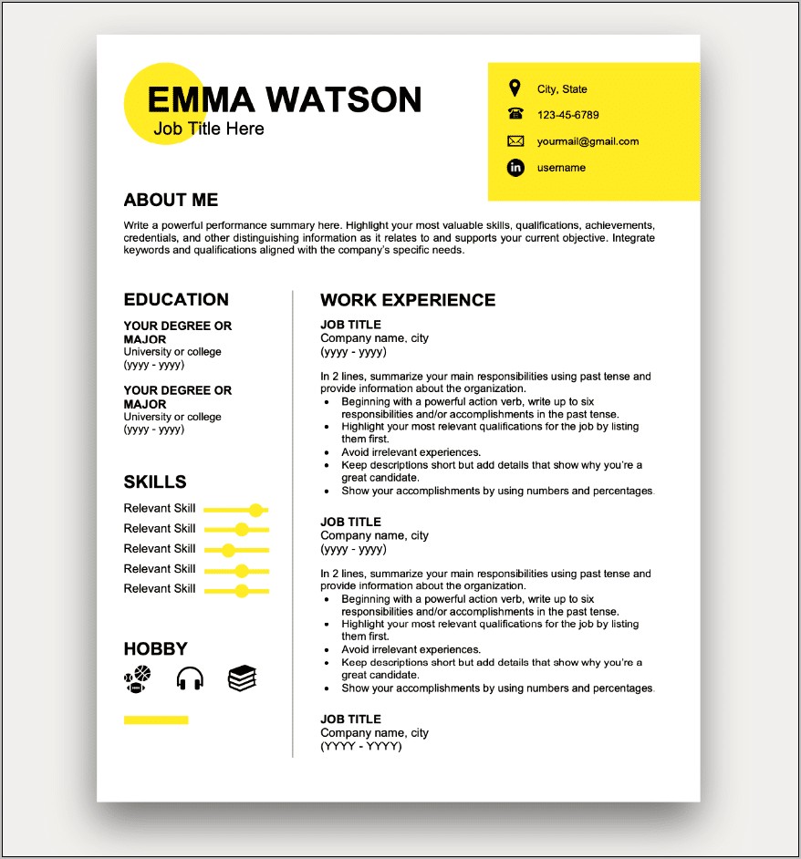Simple Entry Level Resume Template Free