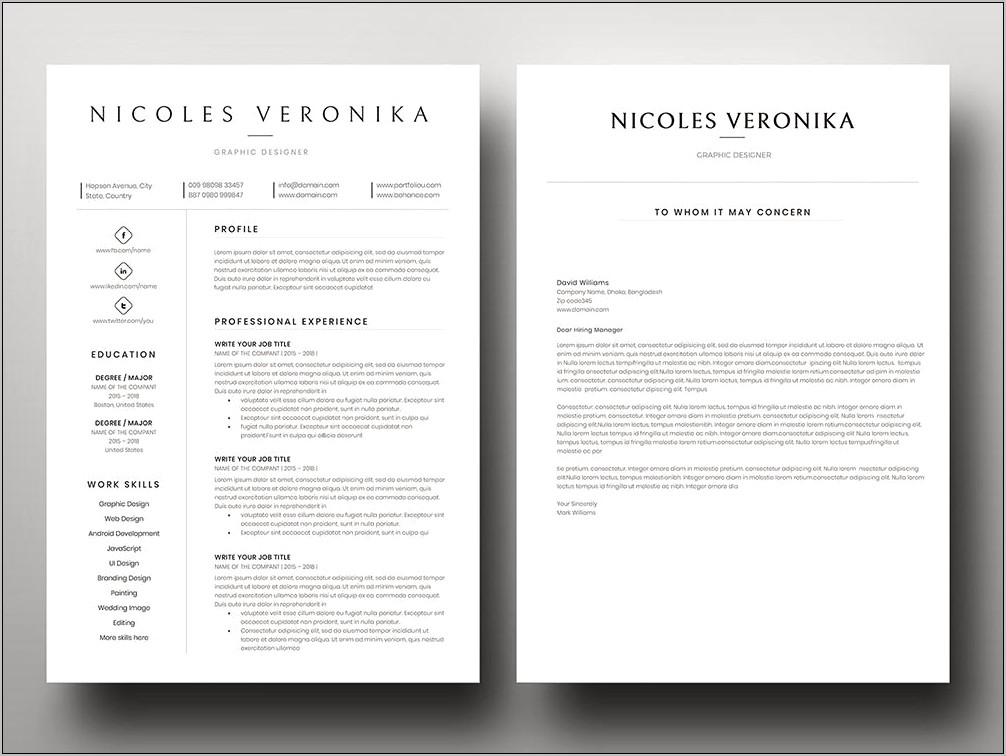 Simple Graphic Design Resume And Cover Letter