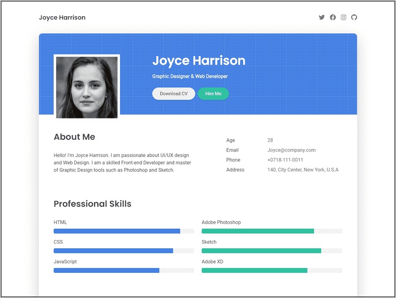Simple Html Resume Templates Free Download