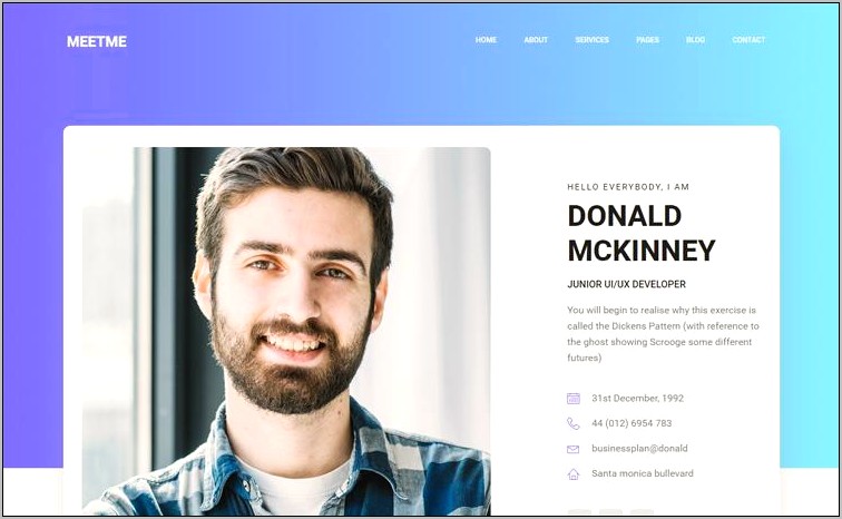 Simple Resume Website Template Free Bootstrap
