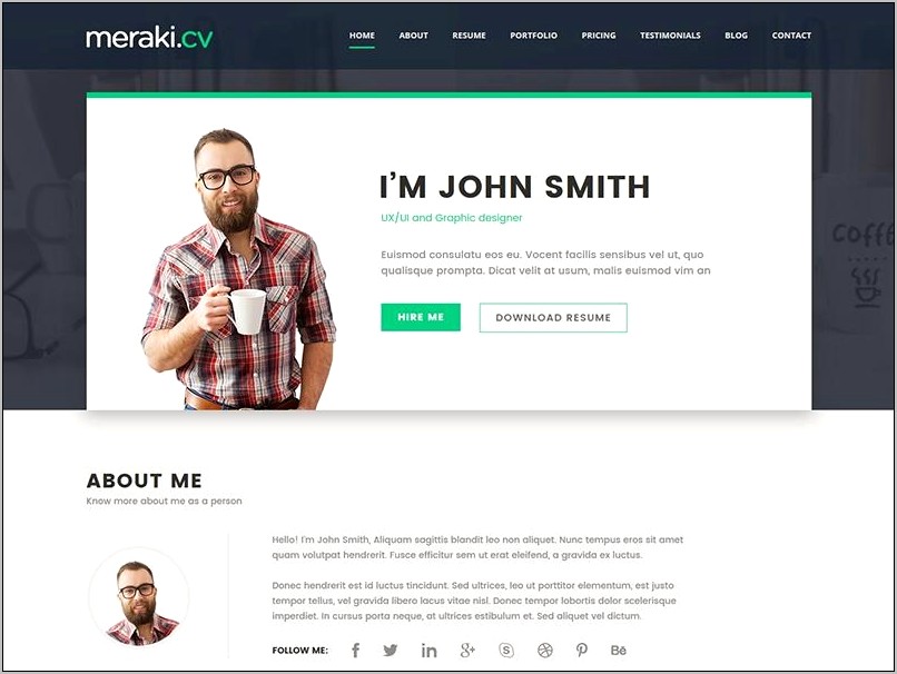 Single Page Html Template For Web Resume
