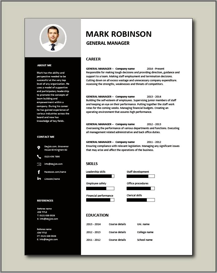 Skill General Manager Of Hotel Resume
