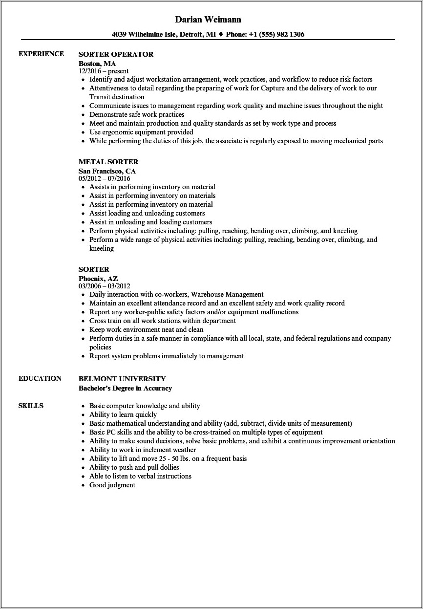 Skills About Regular And Reliable Attendance Resume