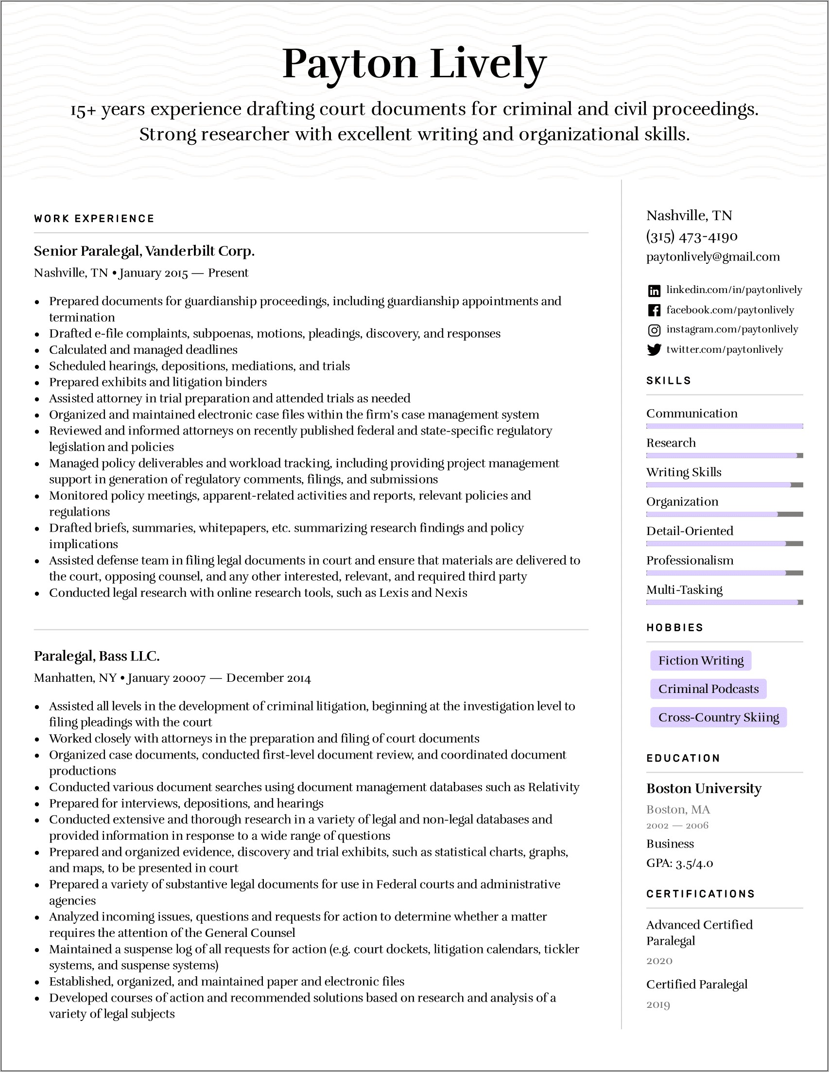 Skills And Abilities For Criminal Justice Resume