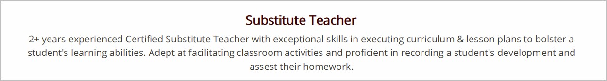 Skills And Abilities For Resume Substitute Teacher