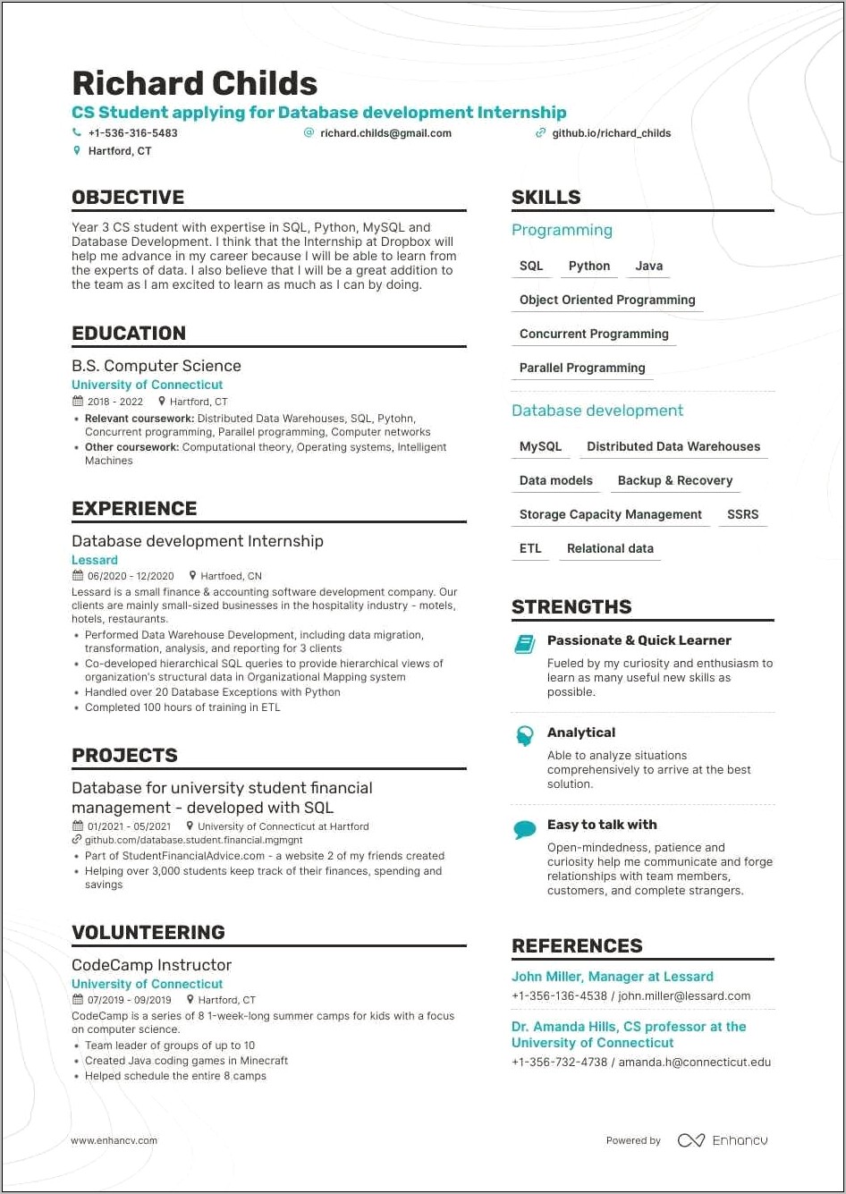 Skills And Abilities Resume For Computer Sciene