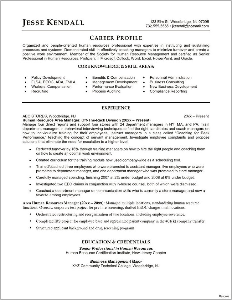 Skills Based Resume For Human Services