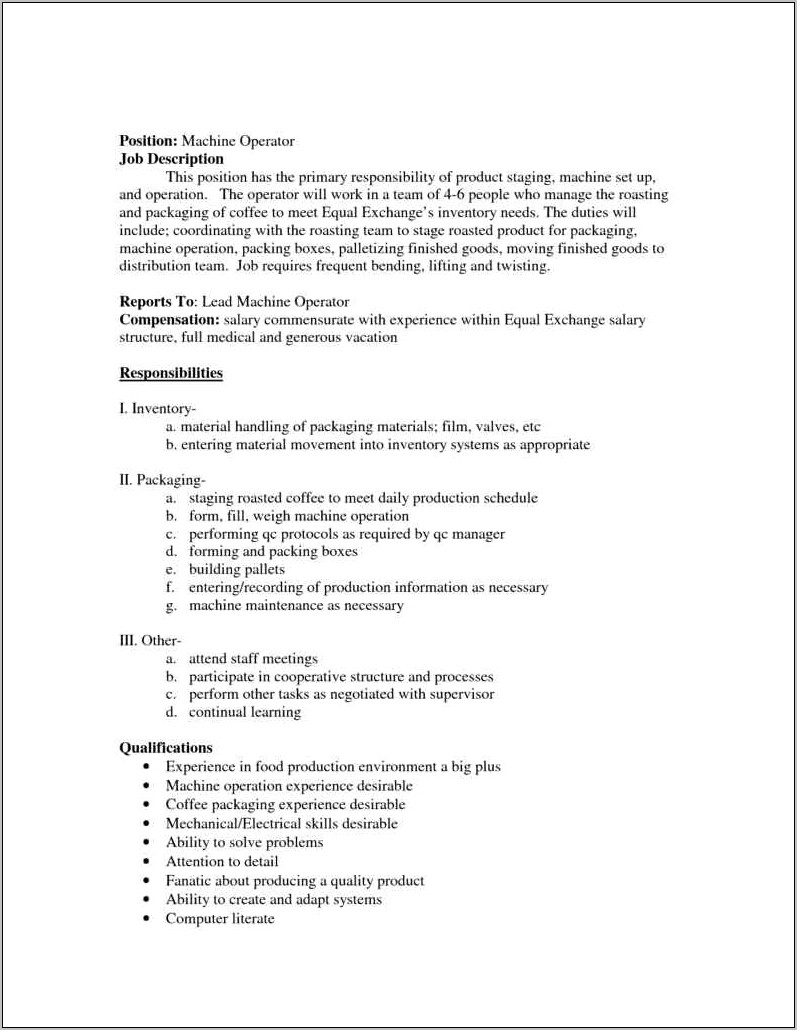 Skills For Blow Mold Operator On Resume