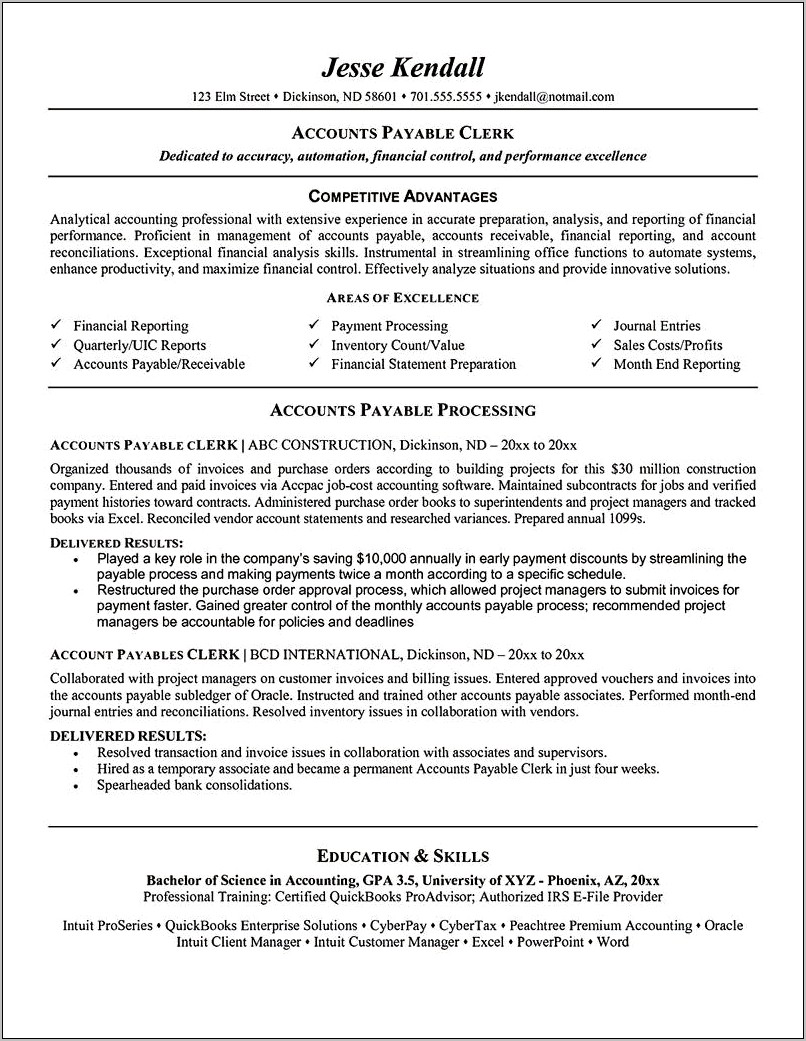 Skills For Resume For Accounts Payable Position