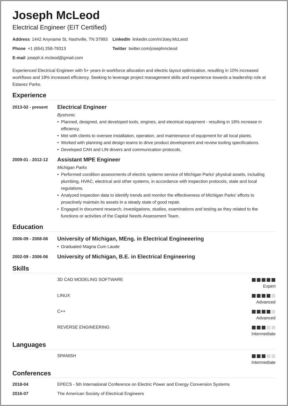 Skills For Resume For Electronics Engineers