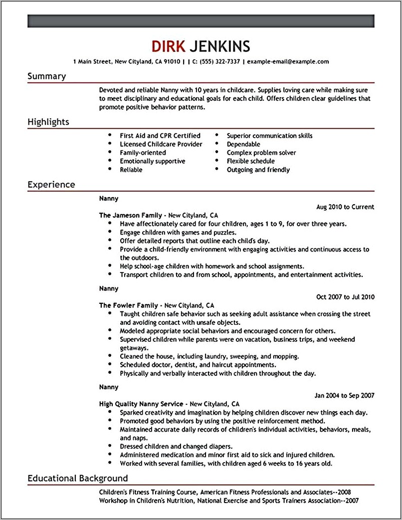 Skills From Babysitting For A Resume
