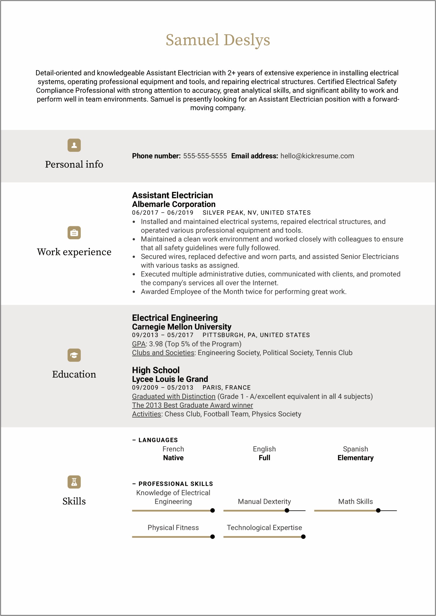 Skills Knowledge And Experiences For A Resume