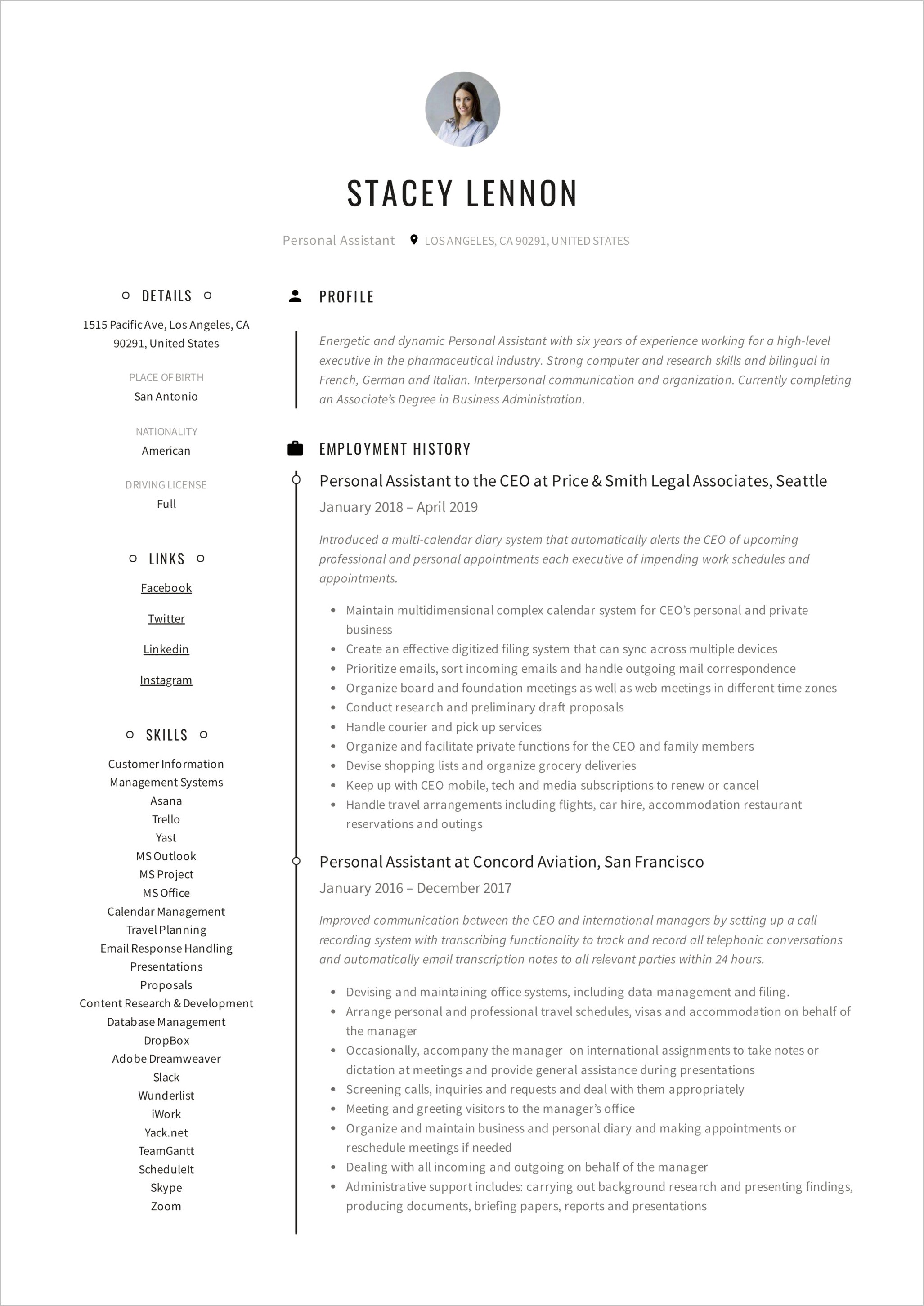 Skills Listed On A Ceo Resume