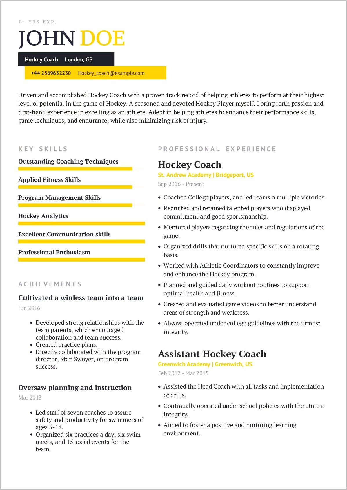 Skills Of A Coach For Resume