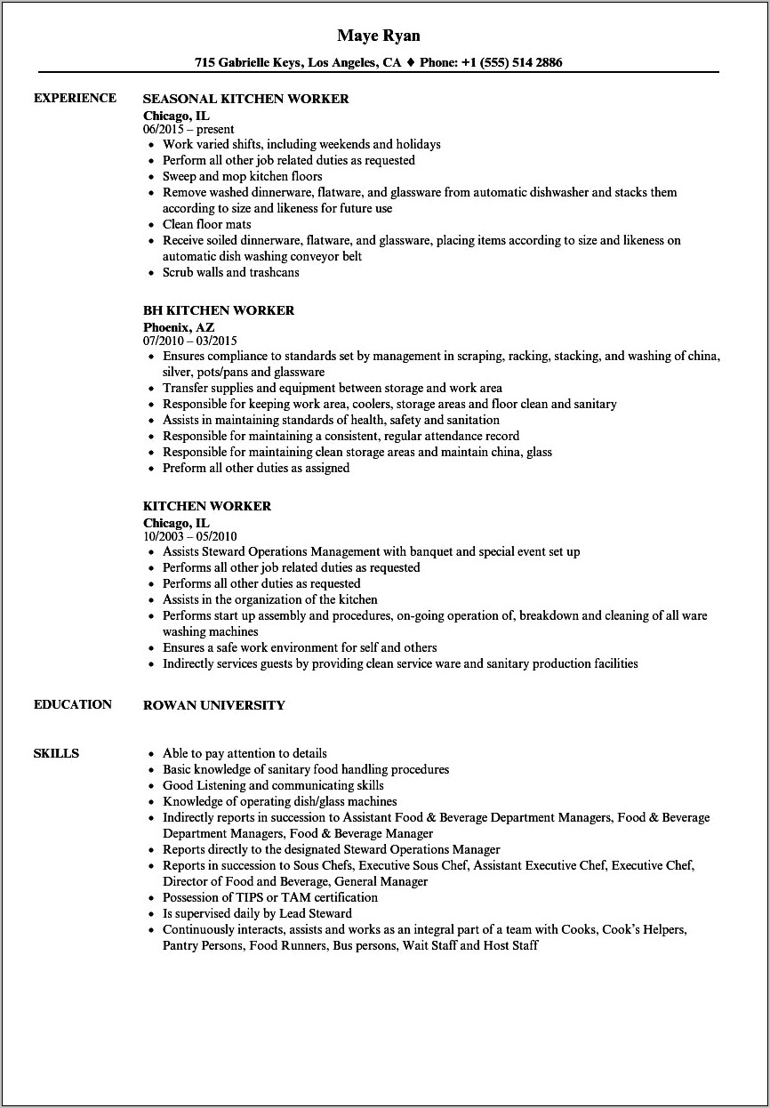 Skills Of A Dishwasher For A Resume