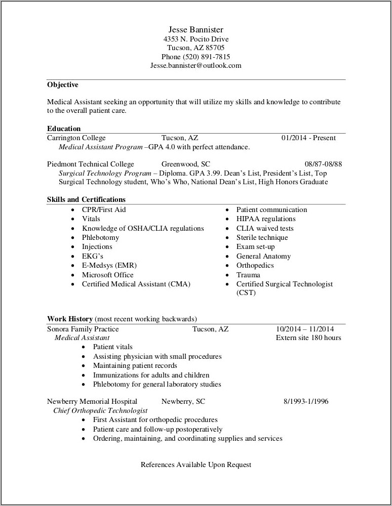 Skills Of A Surgical Technologist Resume