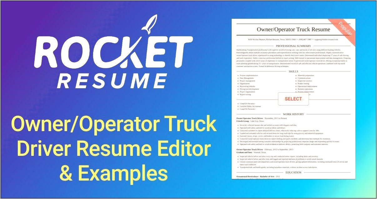 Skills Of A Truck Driver For Resume
