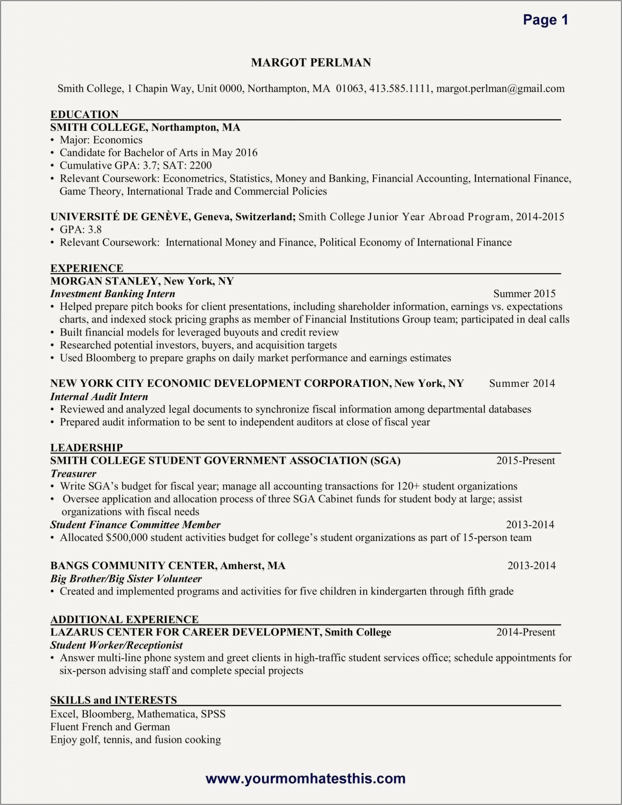 Skills Part Of Resume Includes For Internship