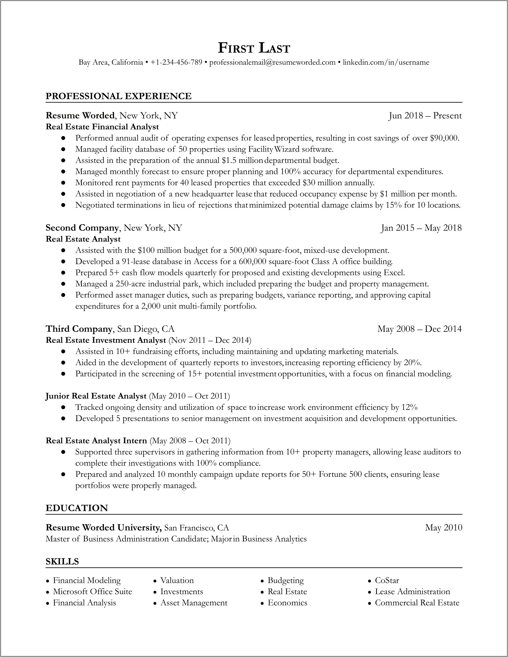 Skills Section Of Financial Analyst Resume