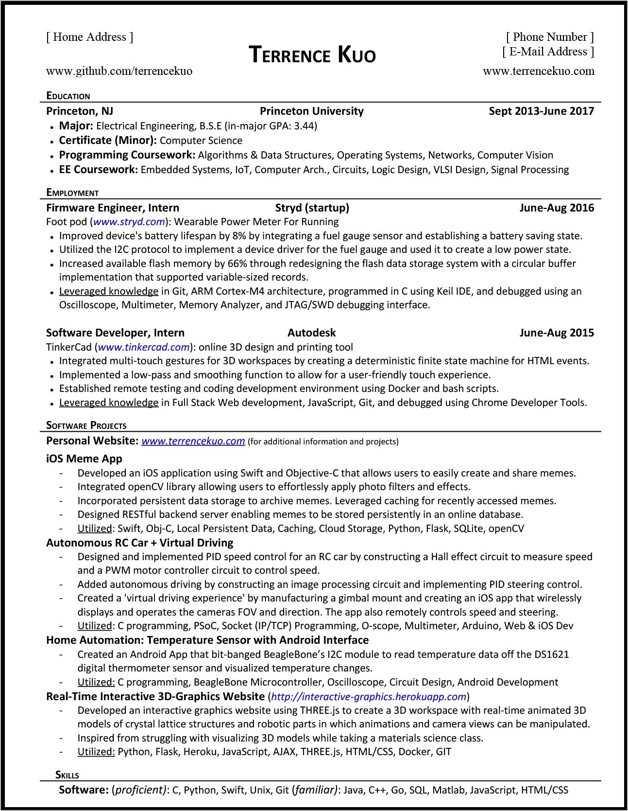 Skills Section Of Resume Engineering College
