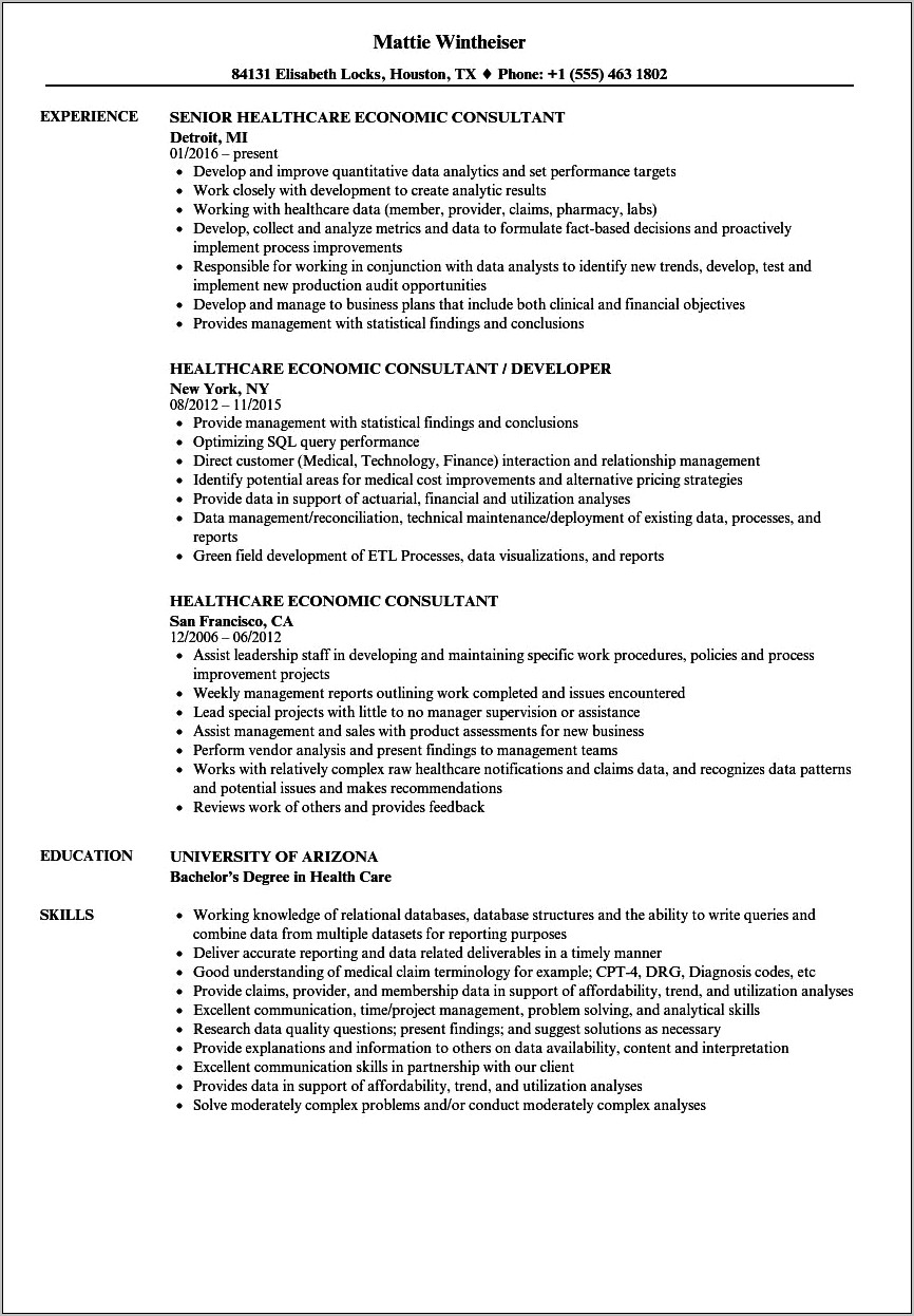 Skills Section Of Resume For Healthcare