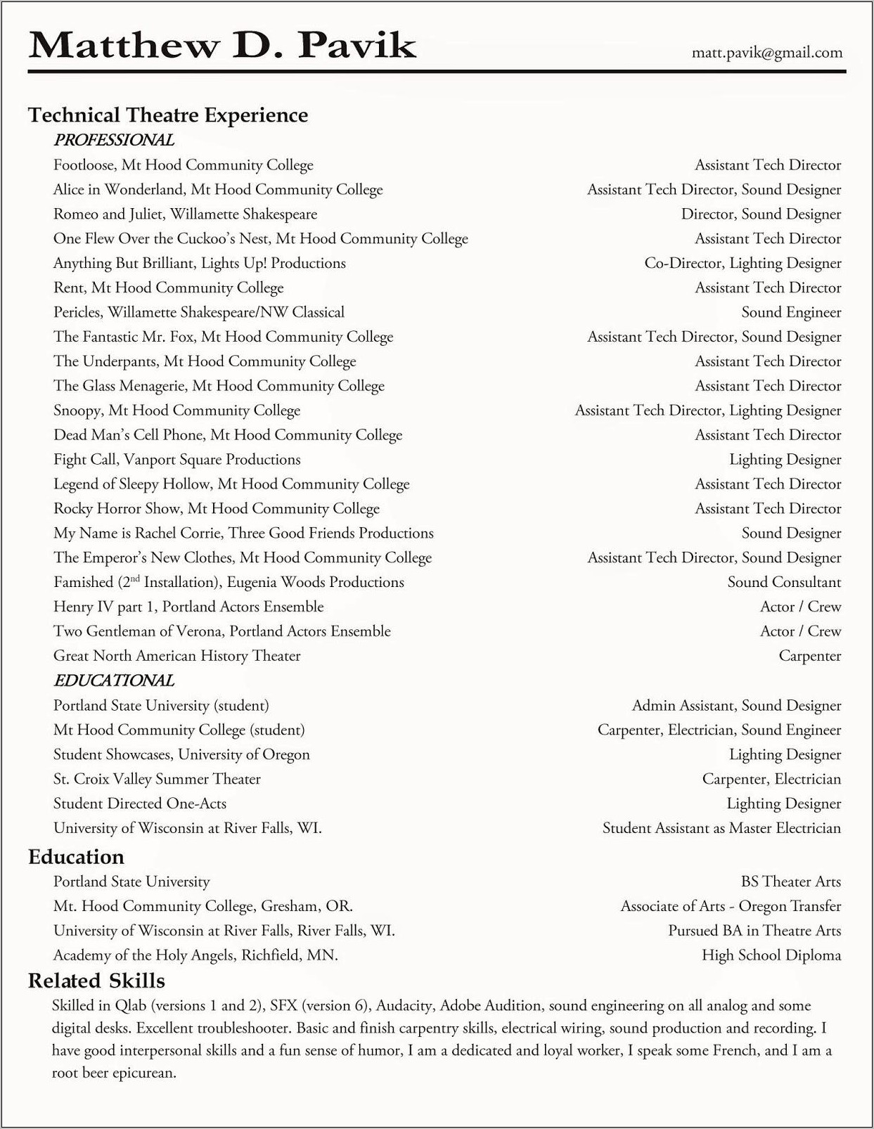 Skills To Have On A Technical Theatre Resume