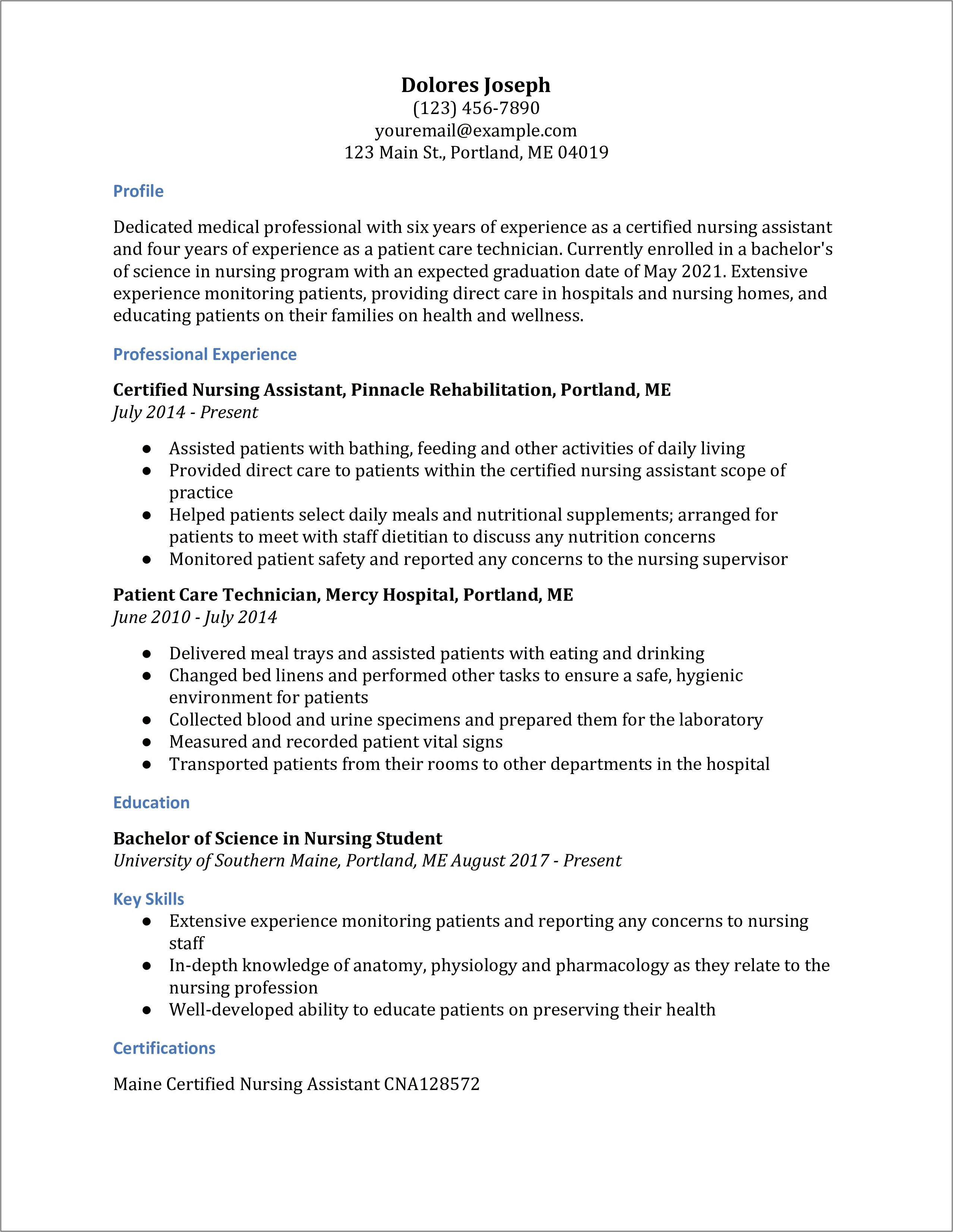 Skills To Include On Resume For Nursing