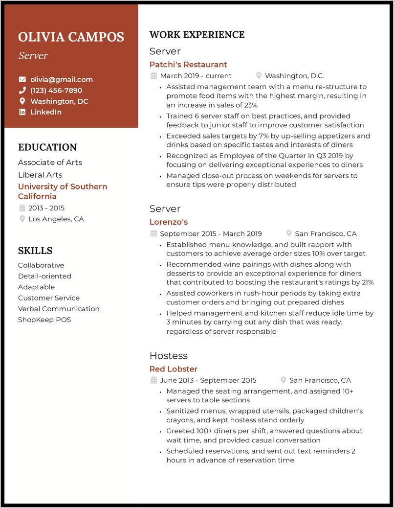 Skills To Include On Resume For Server