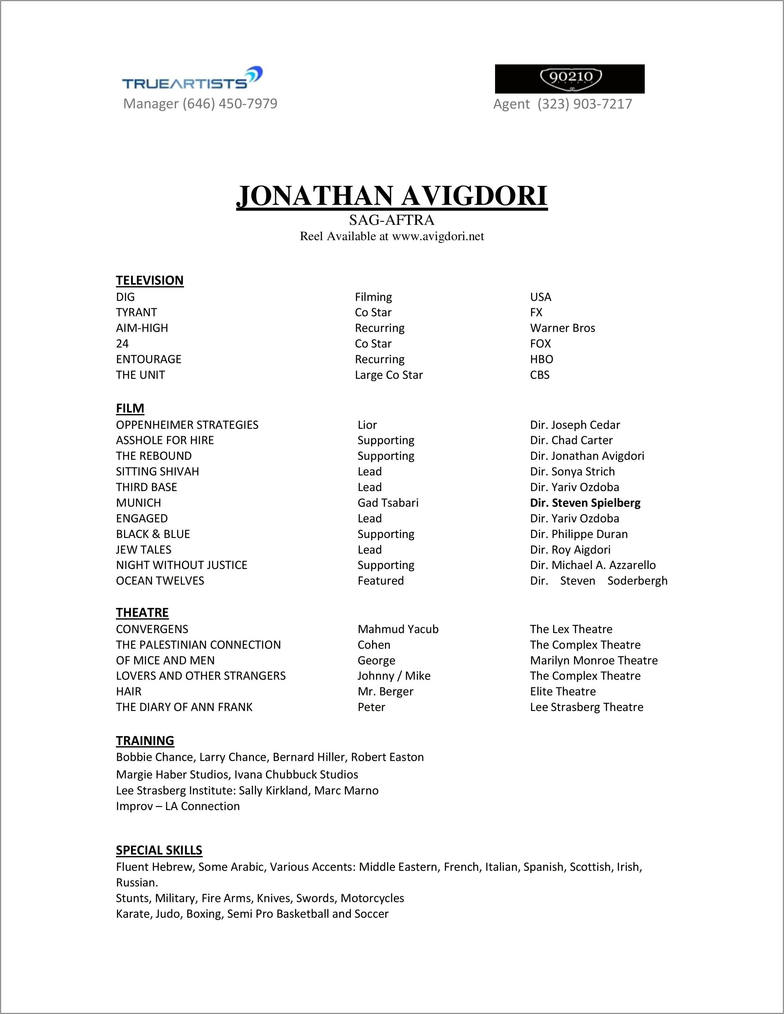 Skills To List On An Acting Resume