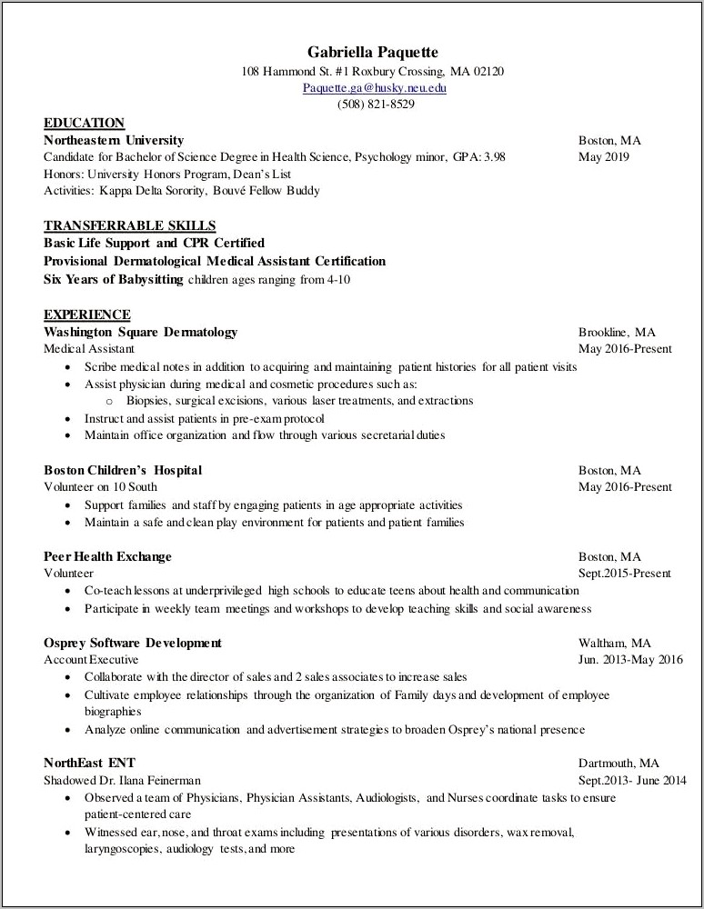 Skills To List On Resume For Medical Scribe