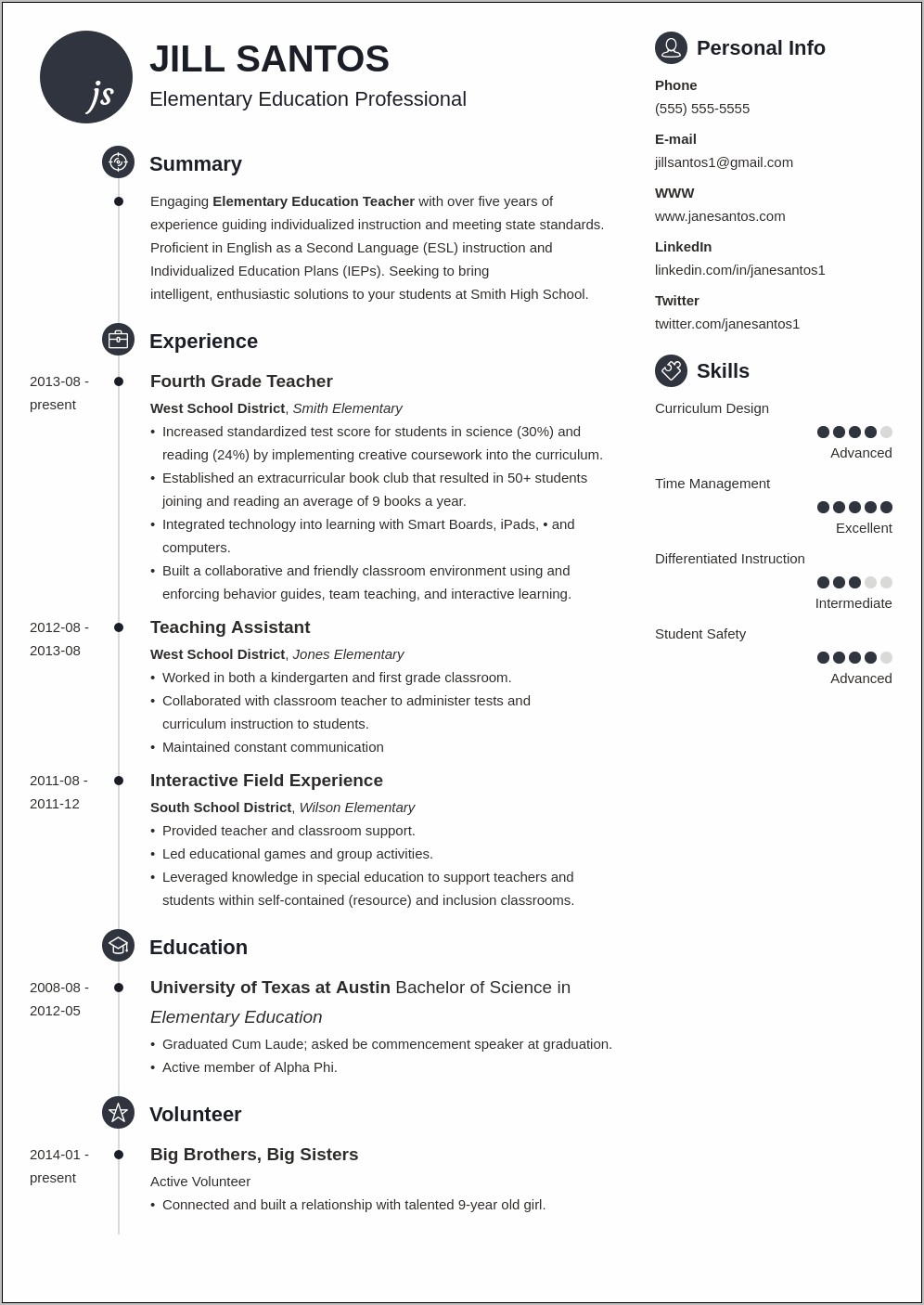 Skills To List On Resume For Teaching Position