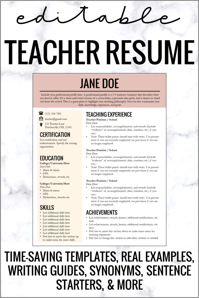 Skills To List On Teacher Resume
