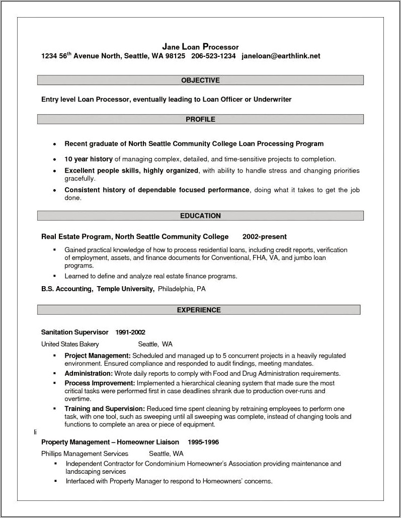 Skills To Put On Resume For Loan Processor
