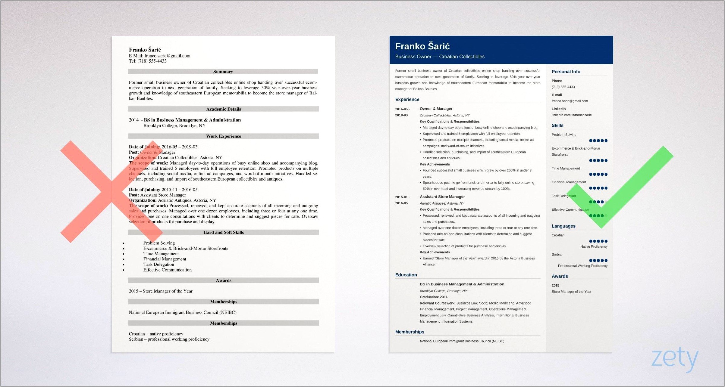 Small Business Owner Job Description Sample Resume