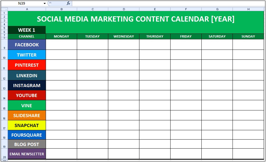 Social Media Content Planner Template Free
