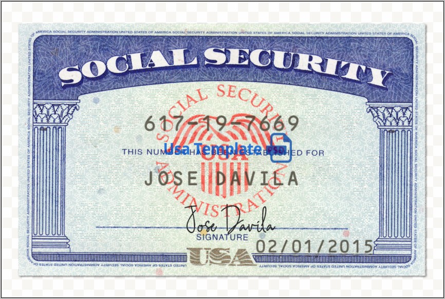 Social Security Card Psd Template Free