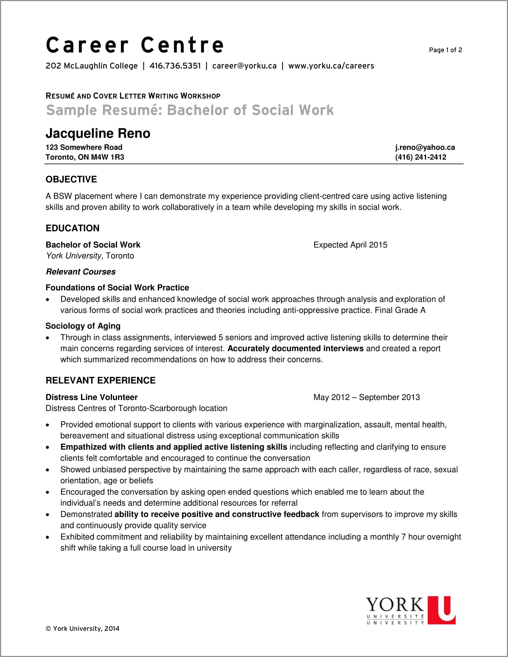 Social Work Resume Just Grduated Bsw