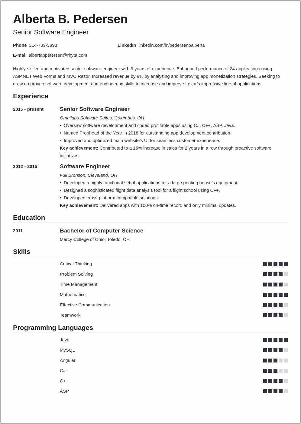 Software Development Manager Core Competencies Resume