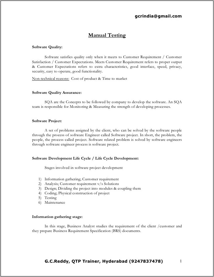 Software Testing 5 Years Experience Resume