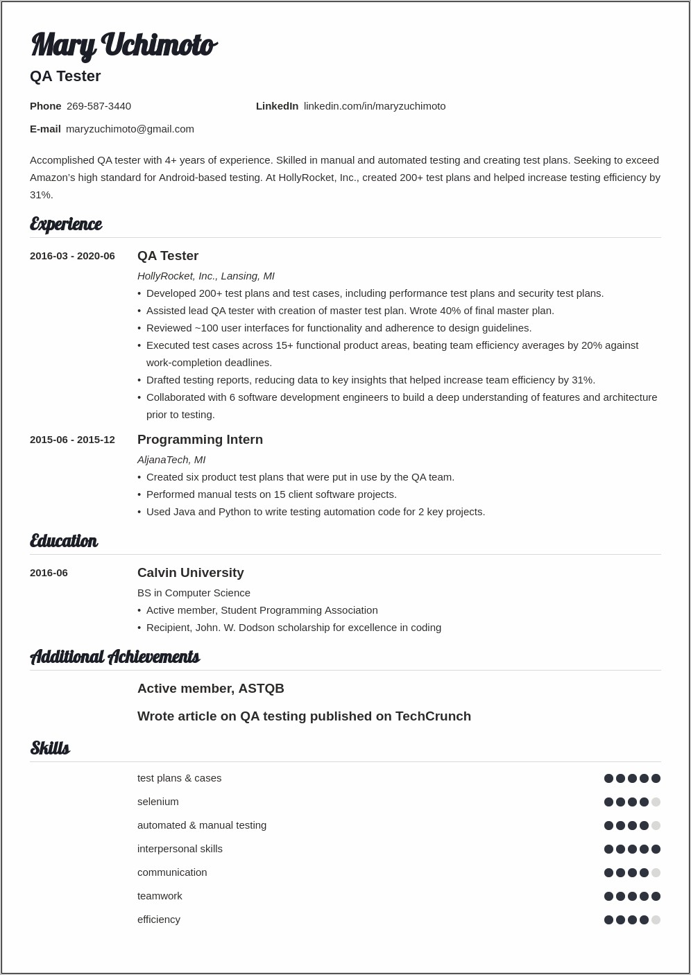 Software Testing Resume Samples For 4 Years Experience