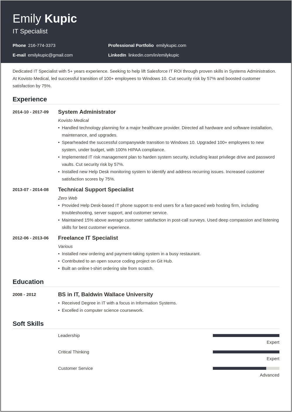Some Technical Experience For A Resume