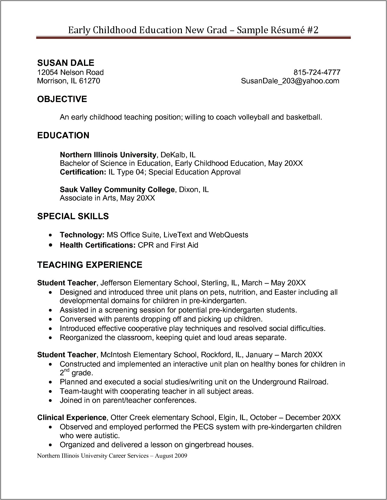 Special Education Teaching Objective For Resume
