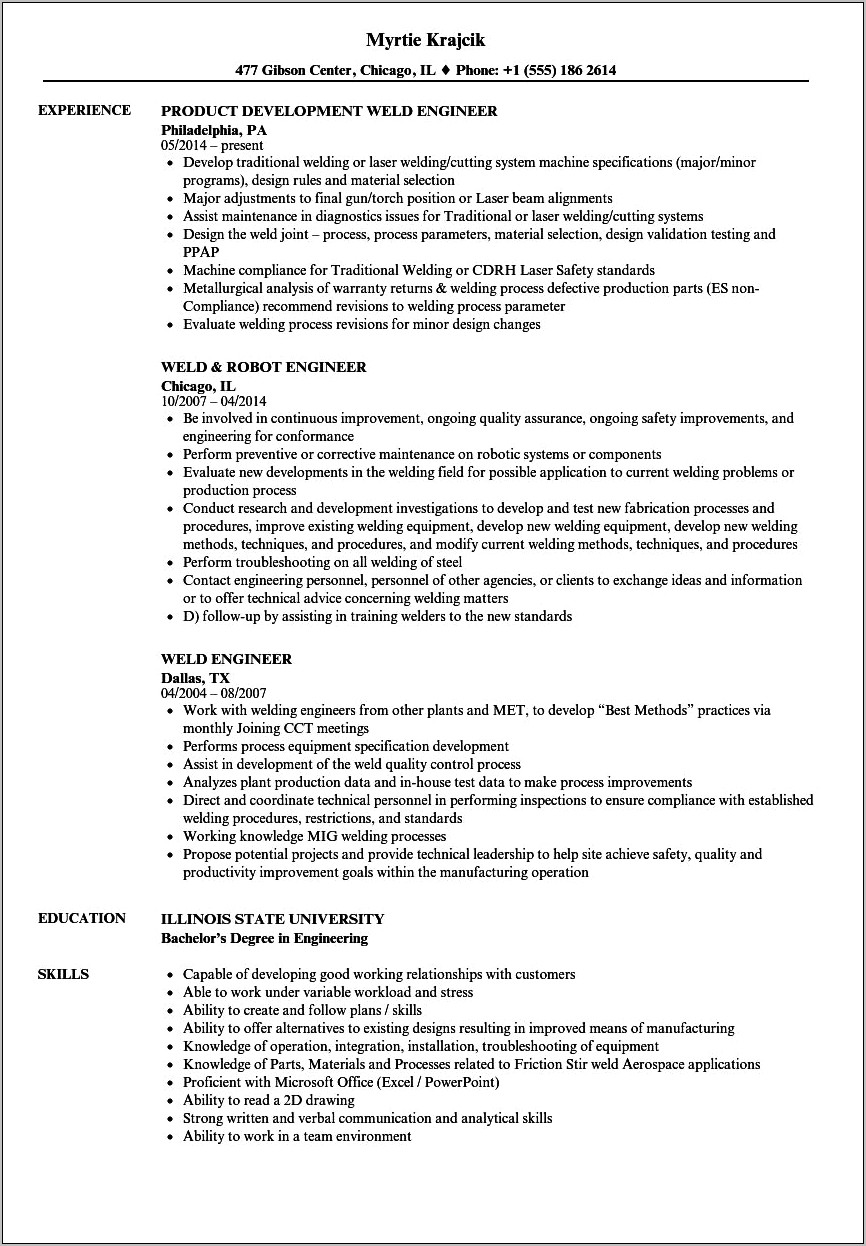Spot Welder Job Description For Resume